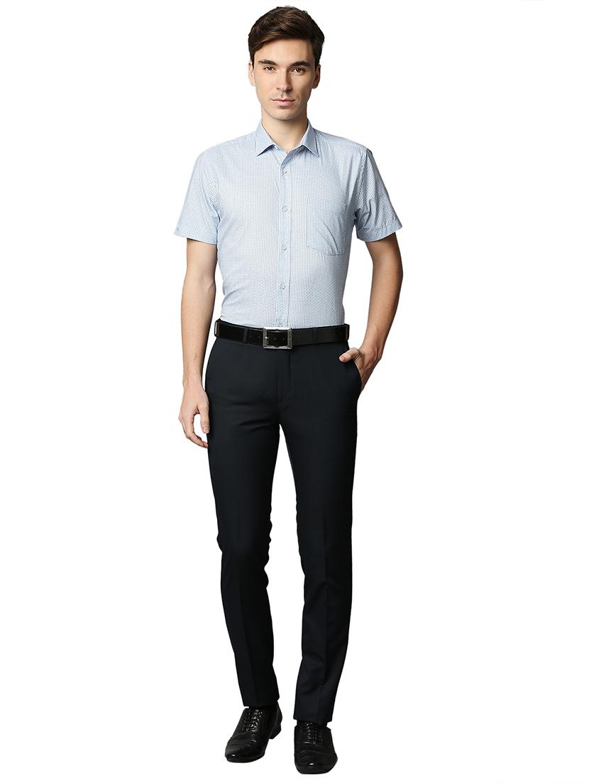 navy-blue solid formal trouser - 18300926 - Standard Image - 3
