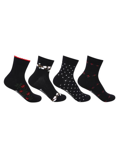 women pack of 4 printed ankle length socks - 18301275 - Standard Image - 0
