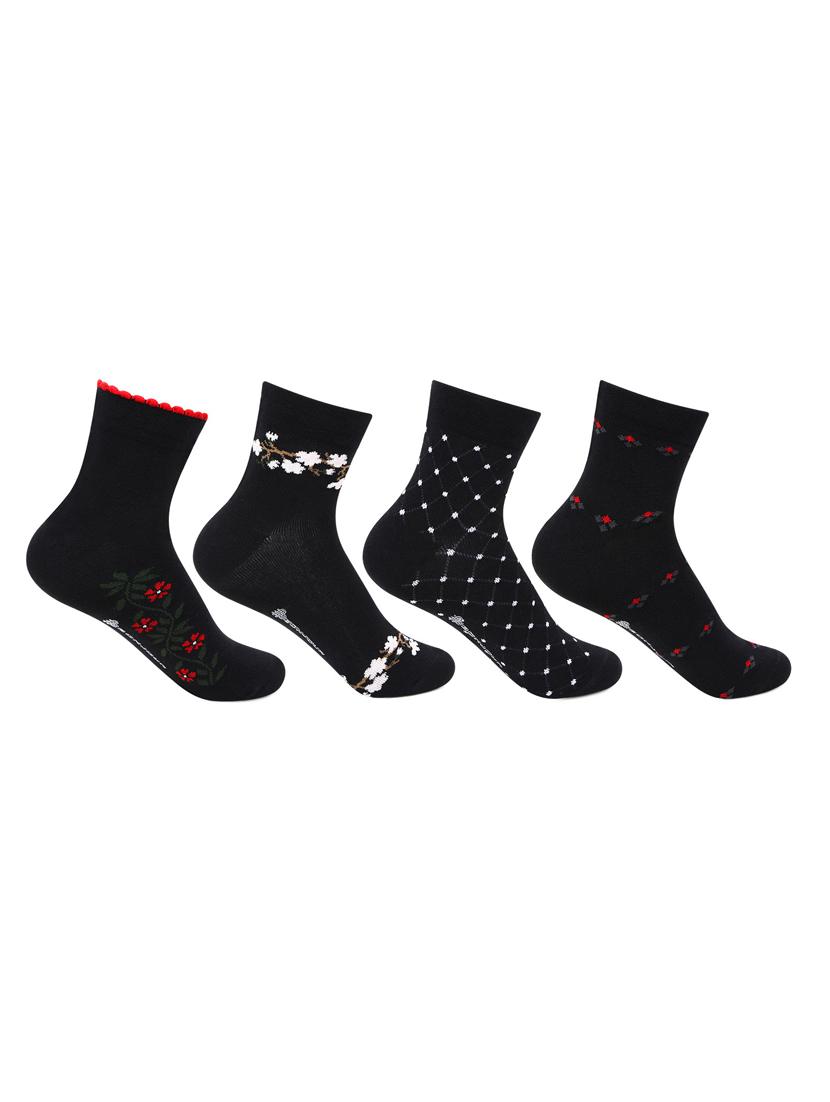 women pack of 4 printed ankle length socks - 18301275 - Zoom Image - 0