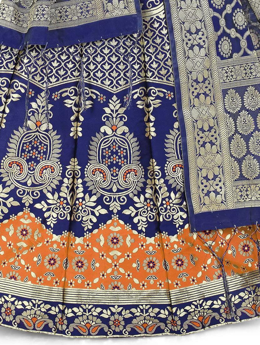 orange art silk flared lehenga - 18301413 - Standard Image - 3