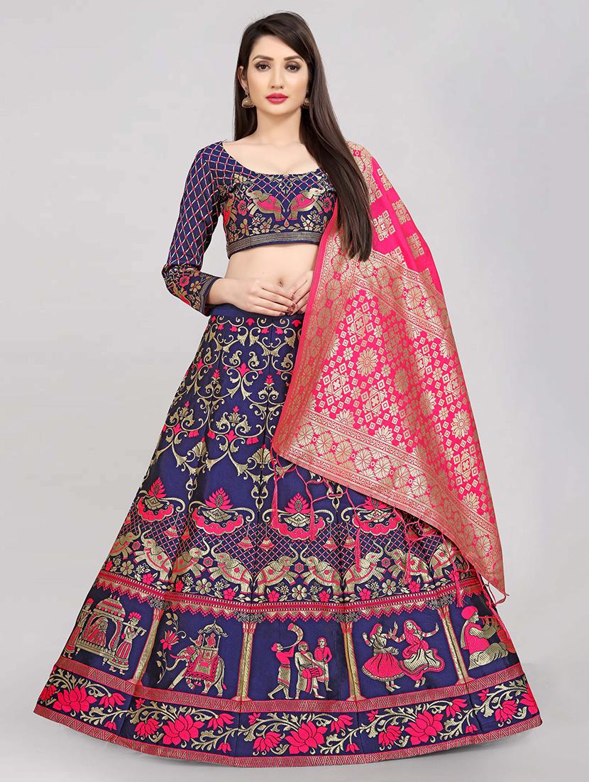 pink art silk flared lehenga - 18301424 -  Zoom Image - 0