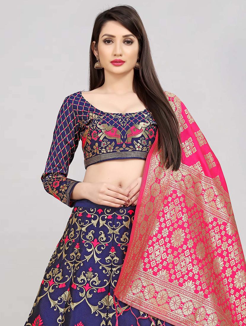 pink art silk flared lehenga - 18301424 - Standard Image - 3