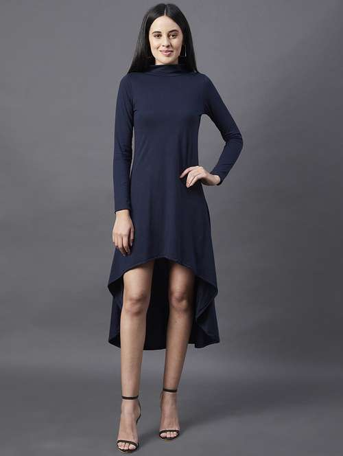 women's high low solid dress - 18301740 - Standard Image - 0