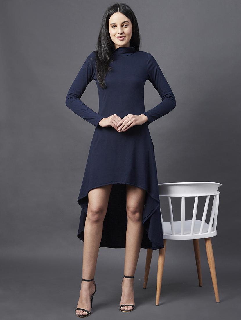 women's high low solid dress - 18301740 - Standard Image - 5