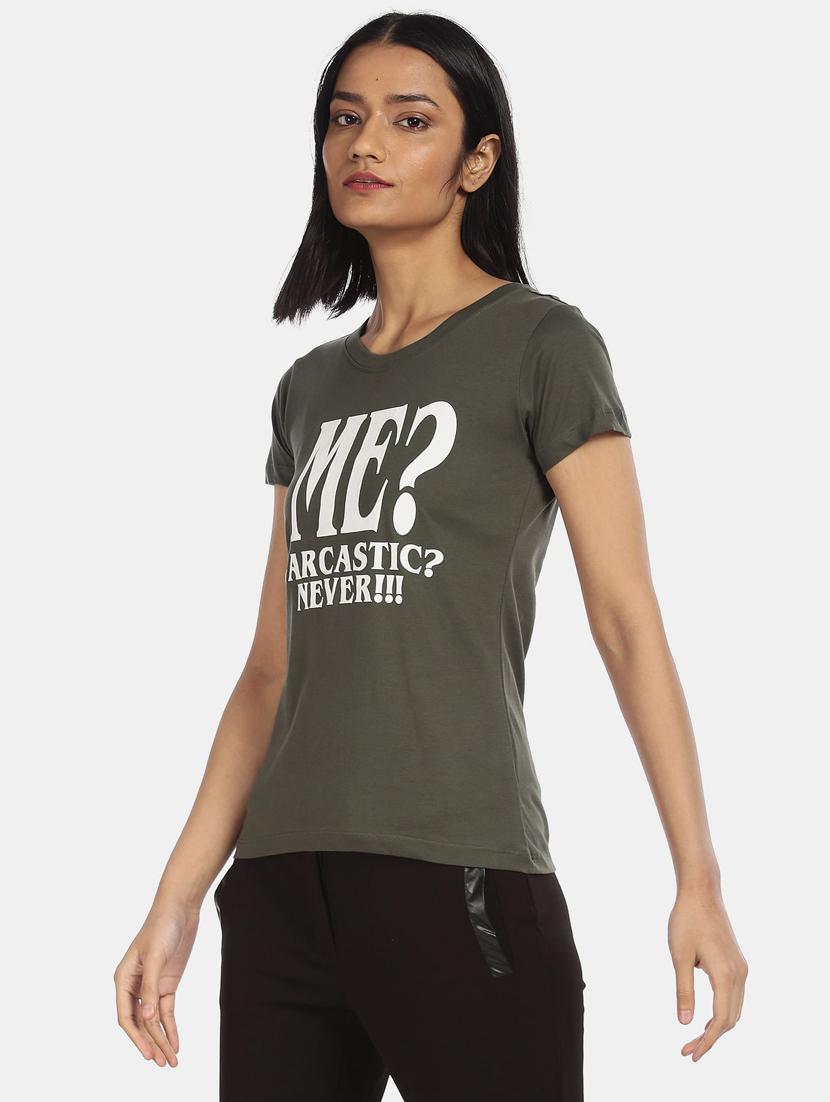 round neck graphic print t-shirt - 18301848 - Zoom Image - 0