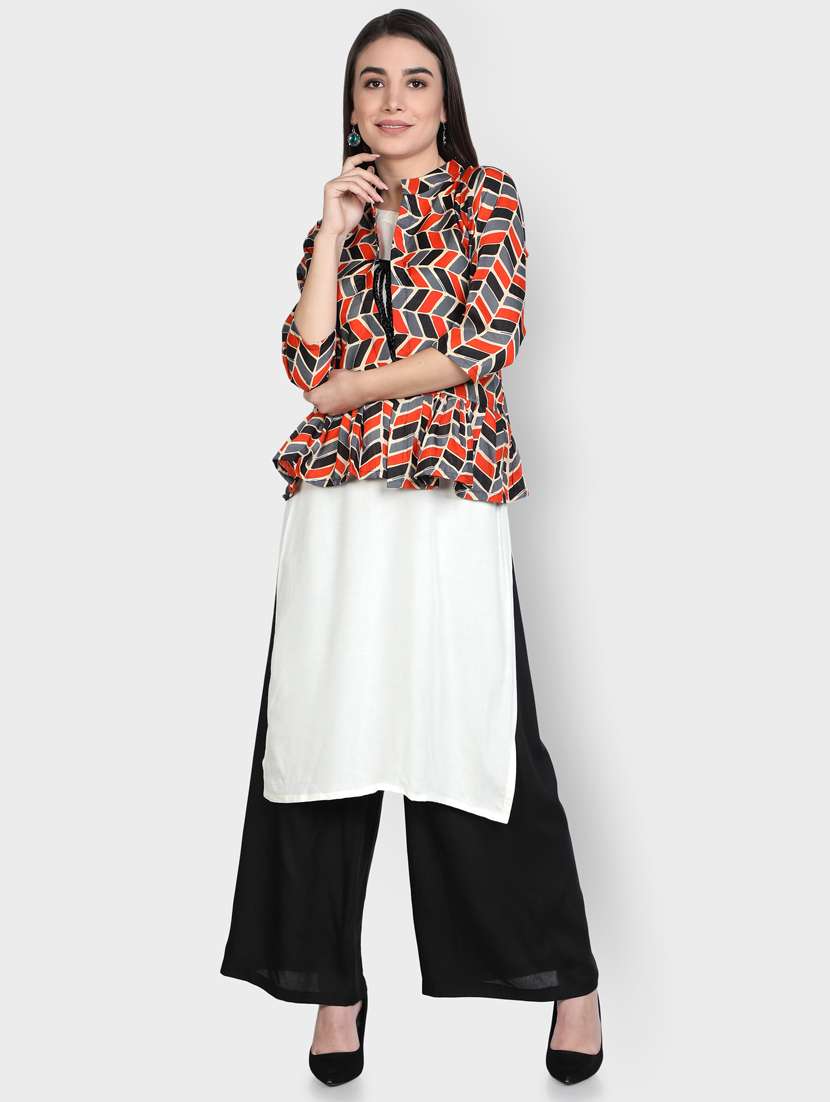 multi colored rayon kurta palazzo  set