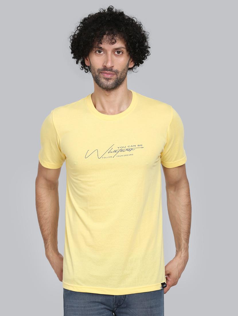 yellow chest-printed chest print t-shirt - 18302632 - Zoom Image - 0