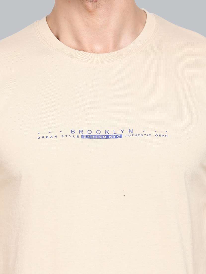 beige chest printed t-shirt - 18302636 - Standard Image - 3