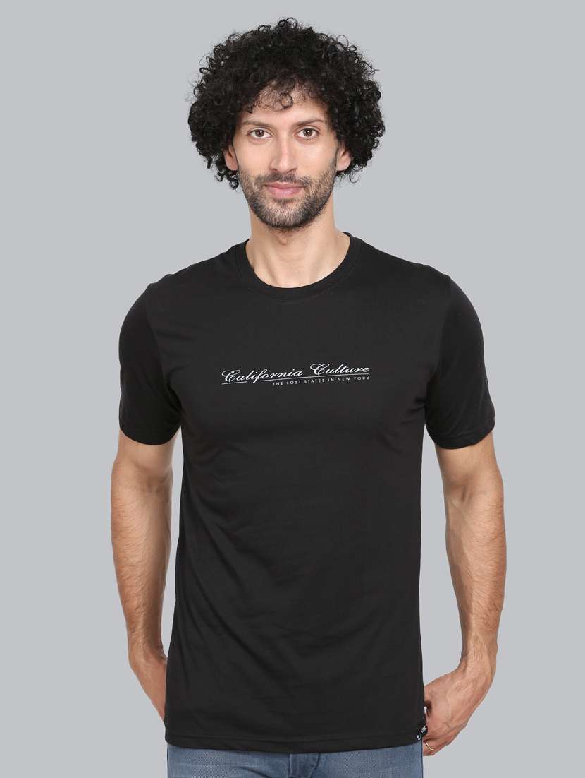 black chest printed t-shirt