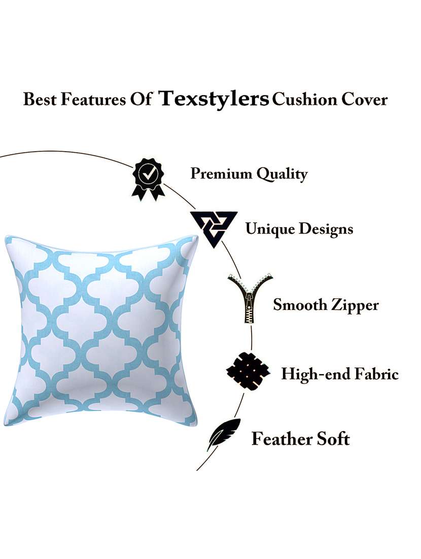texstylers pure cotton jaipuri print set of 3 pcs 16x16 inches cushion cover - 18302903 - Standard Image - 3
