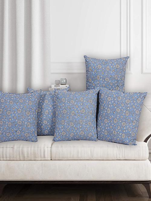 texstylers pure cotton jaipuri print set of 5 pcs 16x16 inches reversible cushion cover - 18302907 - Standard Image - 0