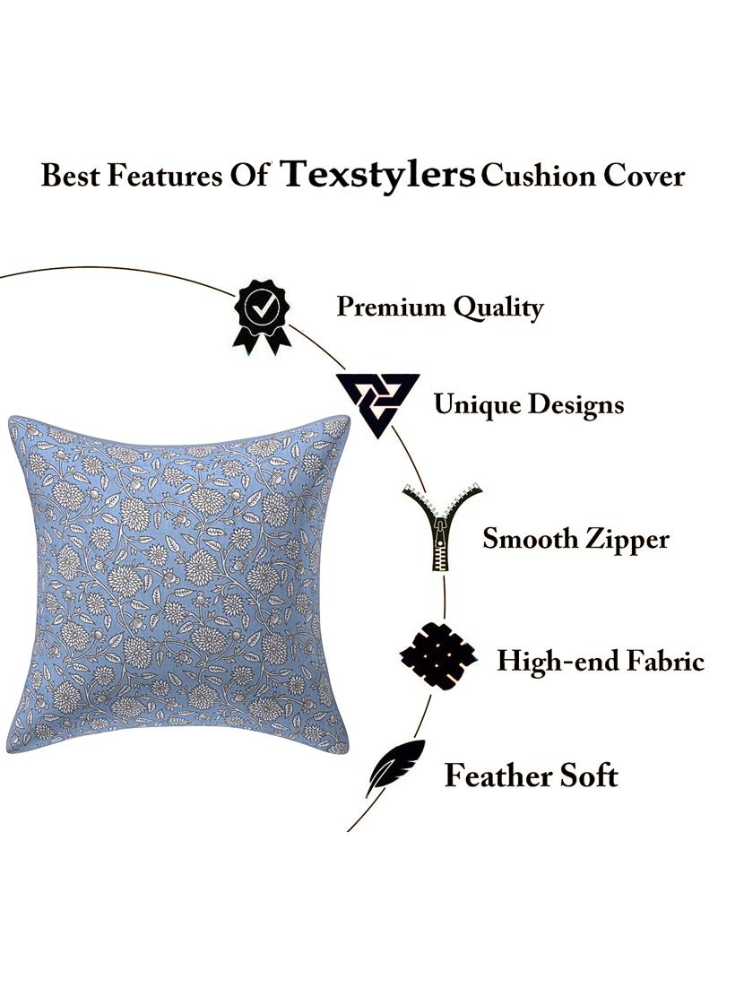 texstylers pure cotton jaipuri print set of 5 pcs 16x16 inches reversible cushion cover - 18302907 - Standard Image - 3