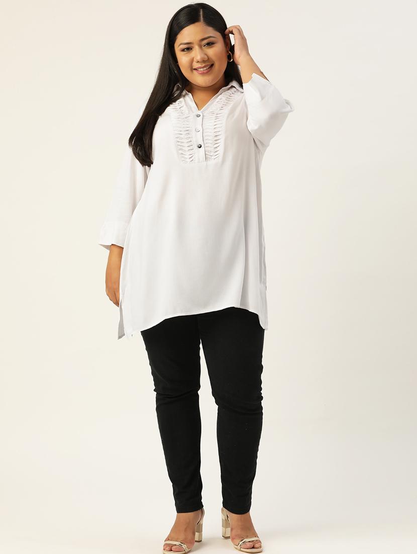 women solid three quarter sleeve straight kurta - 18303705 - Standard Image - 3