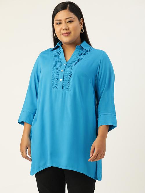 women three quarter sleeve straight kurti - 18303706 - Standard Image - 0