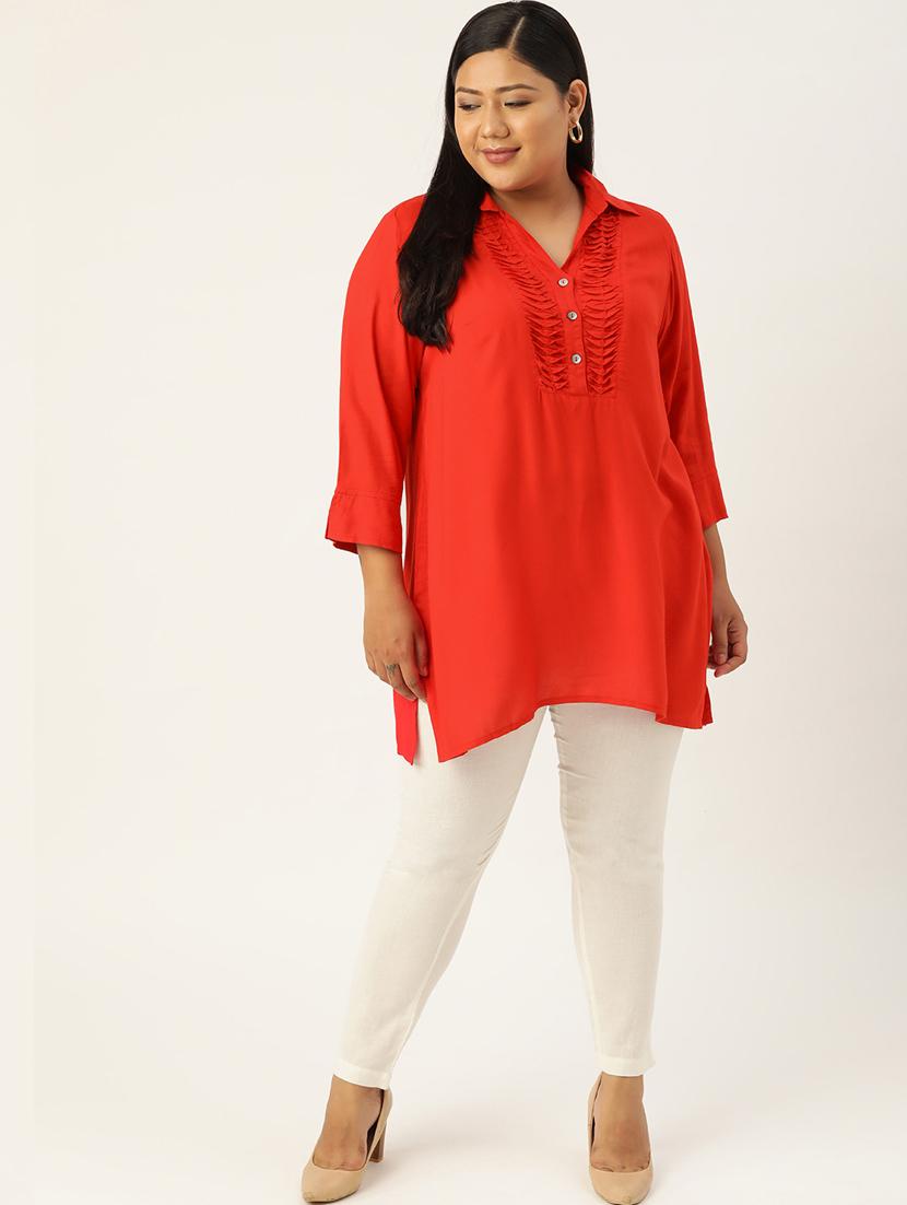 women solid three quarter sleeve straight kurta - 18303708 - Standard Image - 3