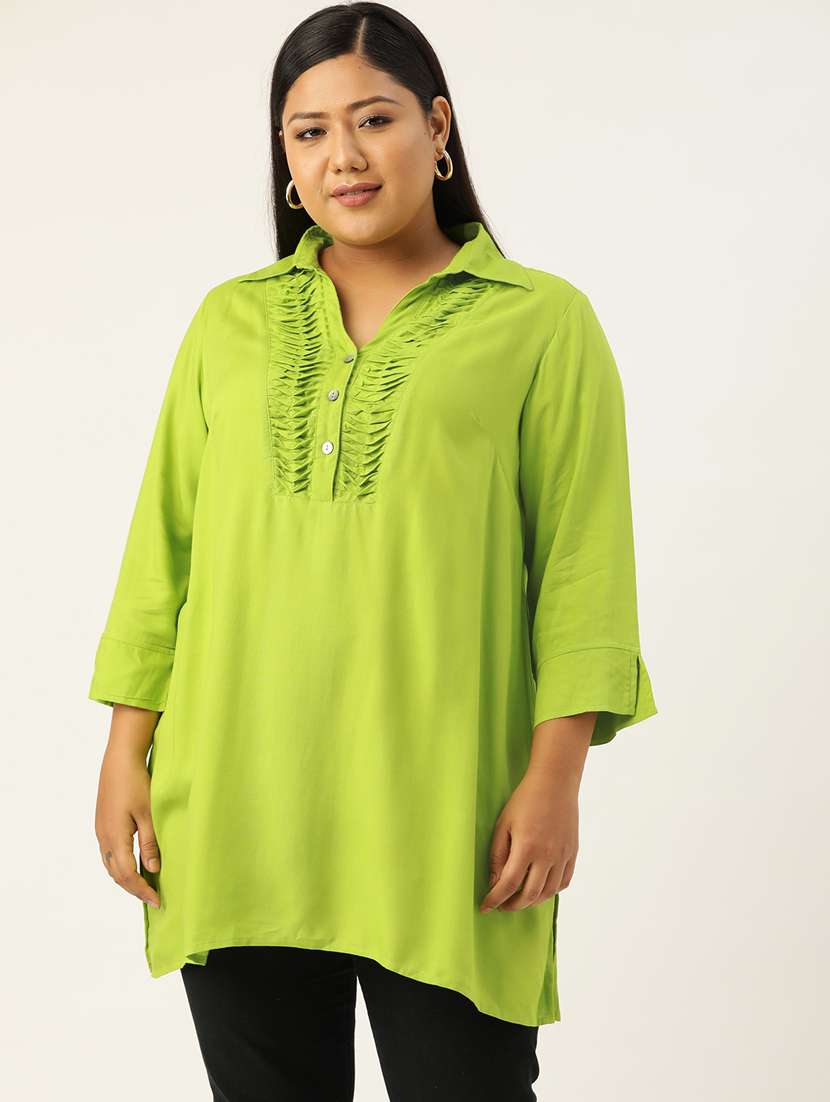 women three quarter sleeve straight kurti - 18303711 -  Zoom Image - 0
