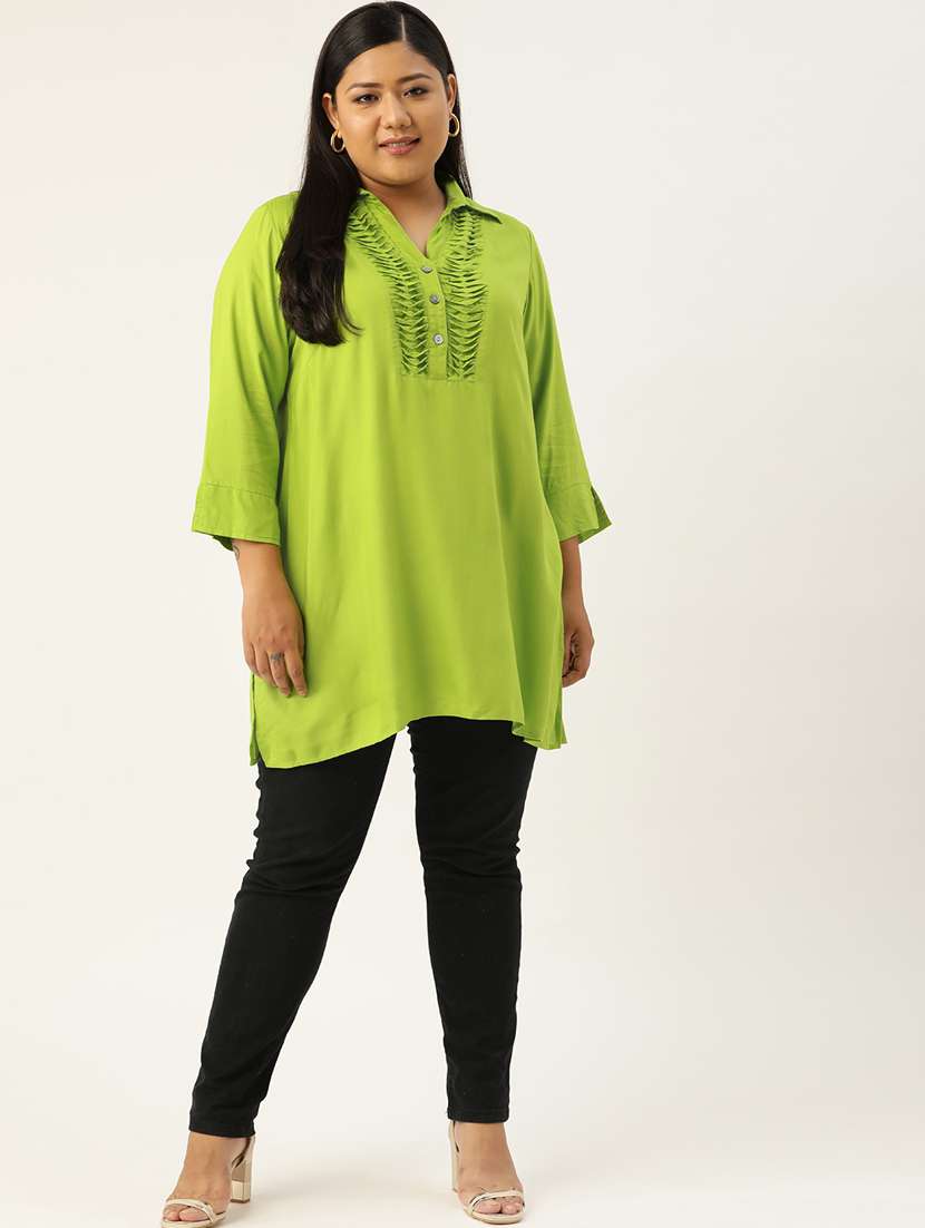 women three quarter sleeve straight kurti - 18303711 -  Standard Image - 3