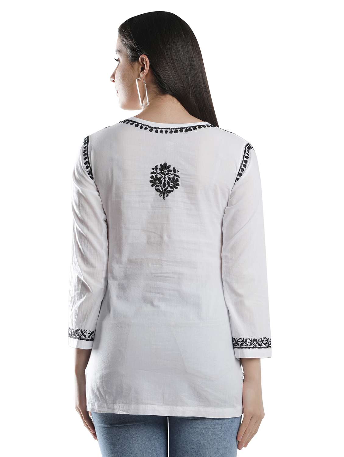 white chikankari straight kurti - 18303777 -  Standard Image - 3