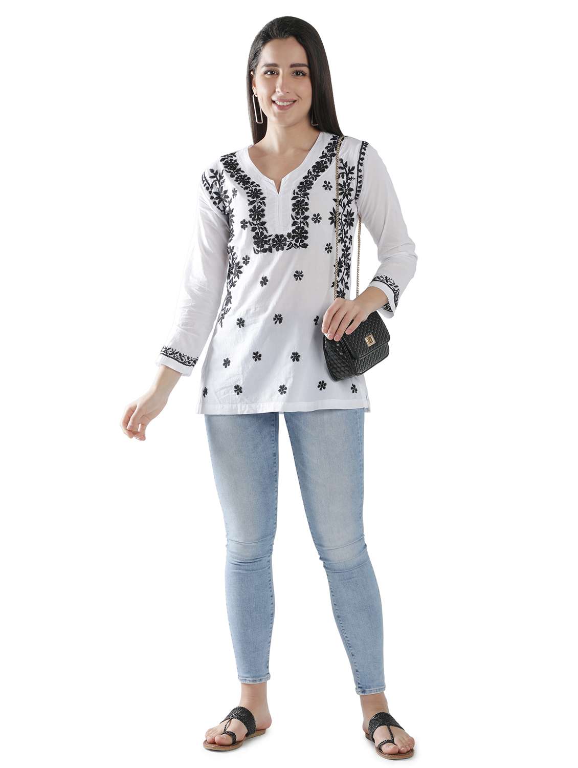 white chikankari straight kurti - 18303777 -  Standard Image - 5