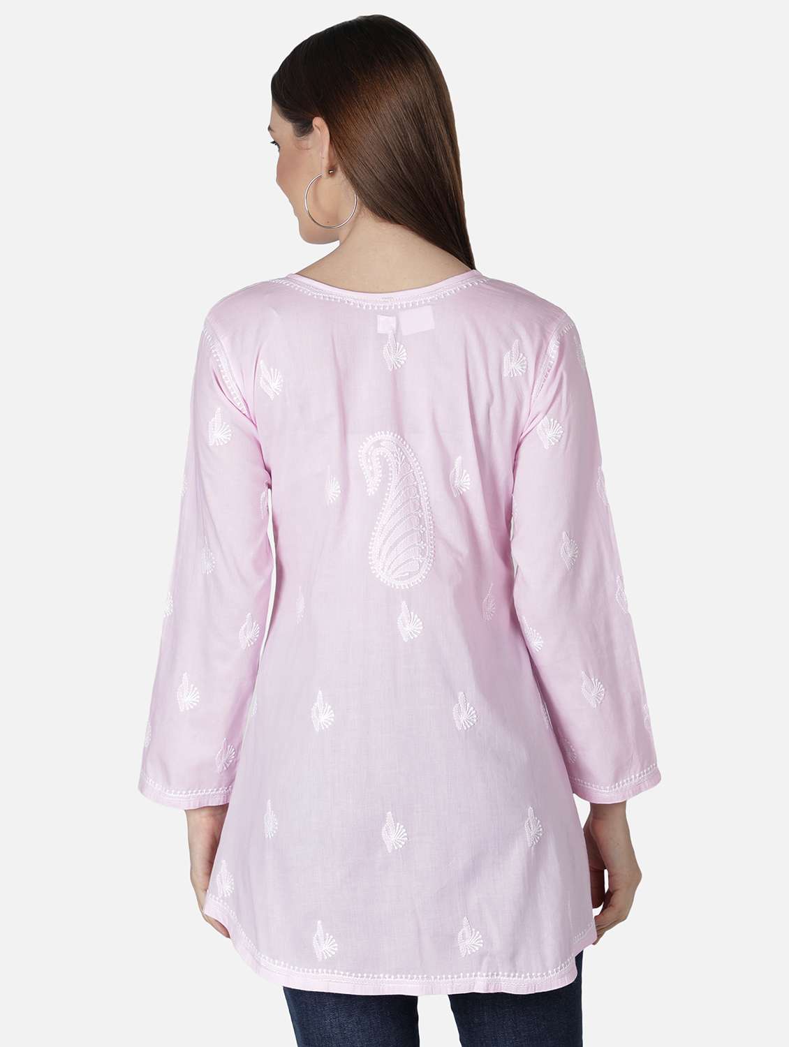 pink chikankari a-line kurti - 18303797 -  Standard Image - 3
