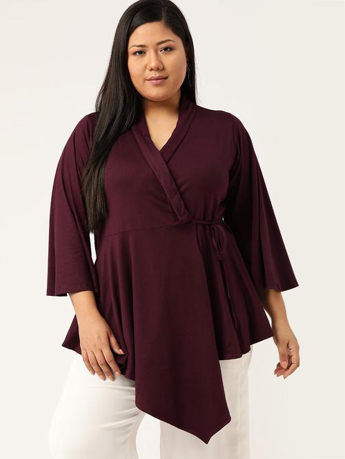 women's peplum overlap neck top - 18304071 - Standard Image - 0
