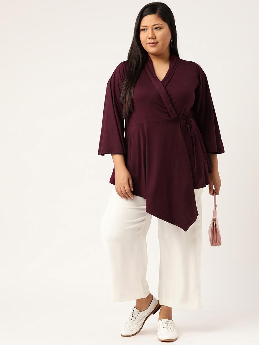 women's peplum overlap neck top - 18304071 - Standard Image - 3