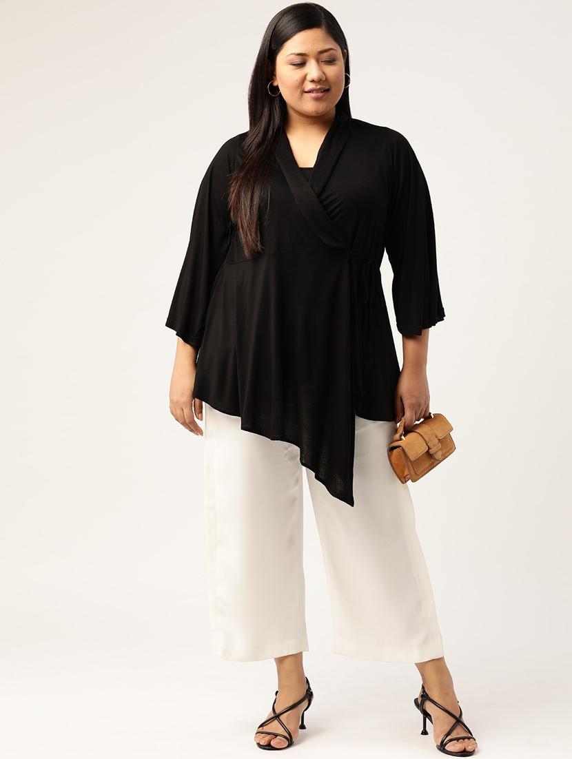 women's wrap overlap neck top - 18304073 - Standard Image - 3
