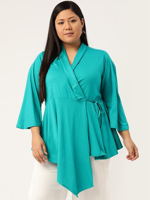 women's asymmetric overlap neck top - 18304074 - Standard Image - 0