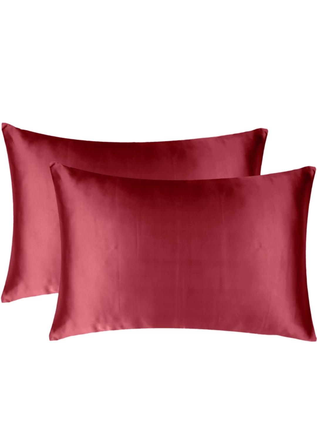 satin plain pillows cover red color - 18304183 - Zoom Image - 0