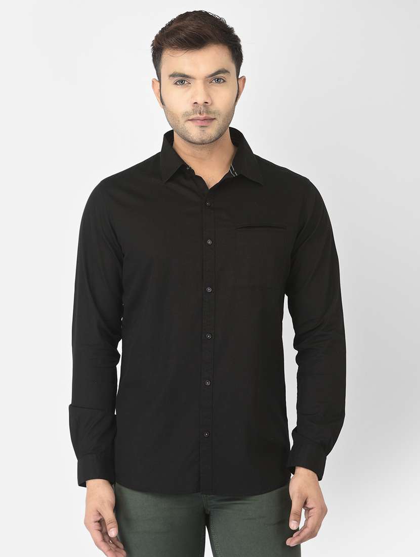 black solid casual shirt - 18304974 - Zoom Image - 0