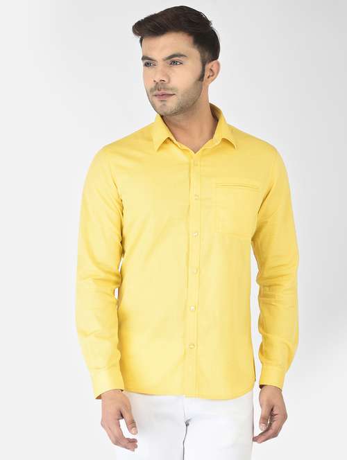 yellow solid casual shirt - 18304979 -  Standard Image - 0