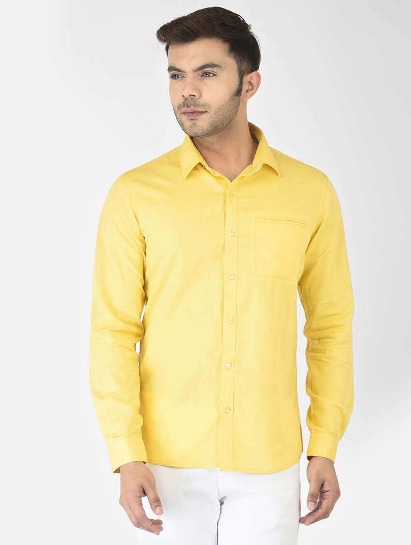 yellow solid casual shirt - 18304979 -  Zoom Image - 0