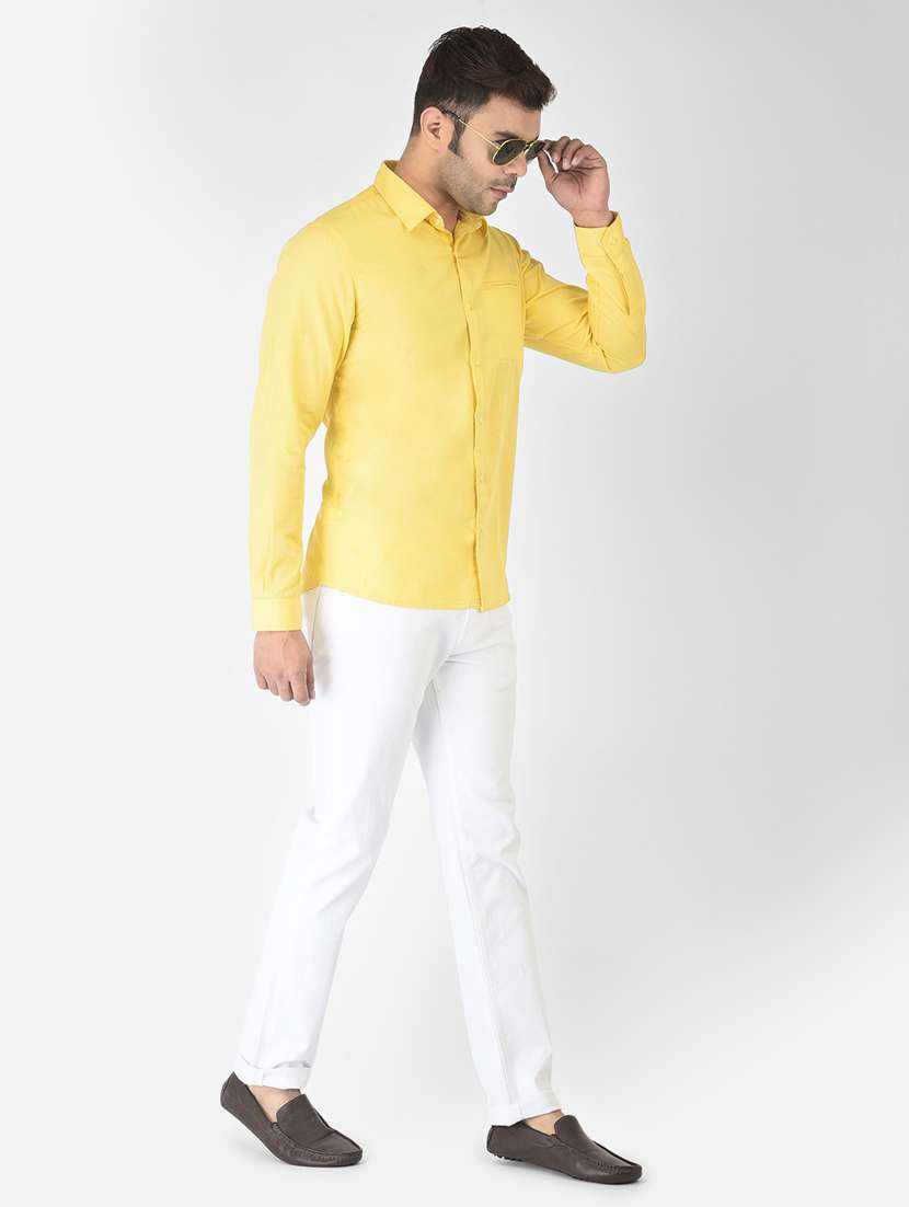 yellow solid casual shirt - 18304979 - Standard Image - 3