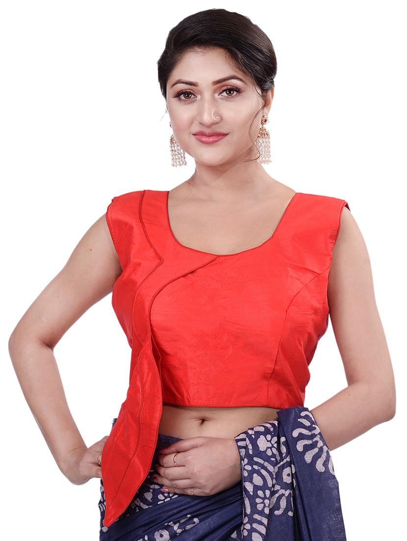 red silk solid blouse - 18305112 - Zoom Image - 0