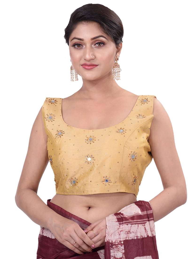 beige embellished blouse