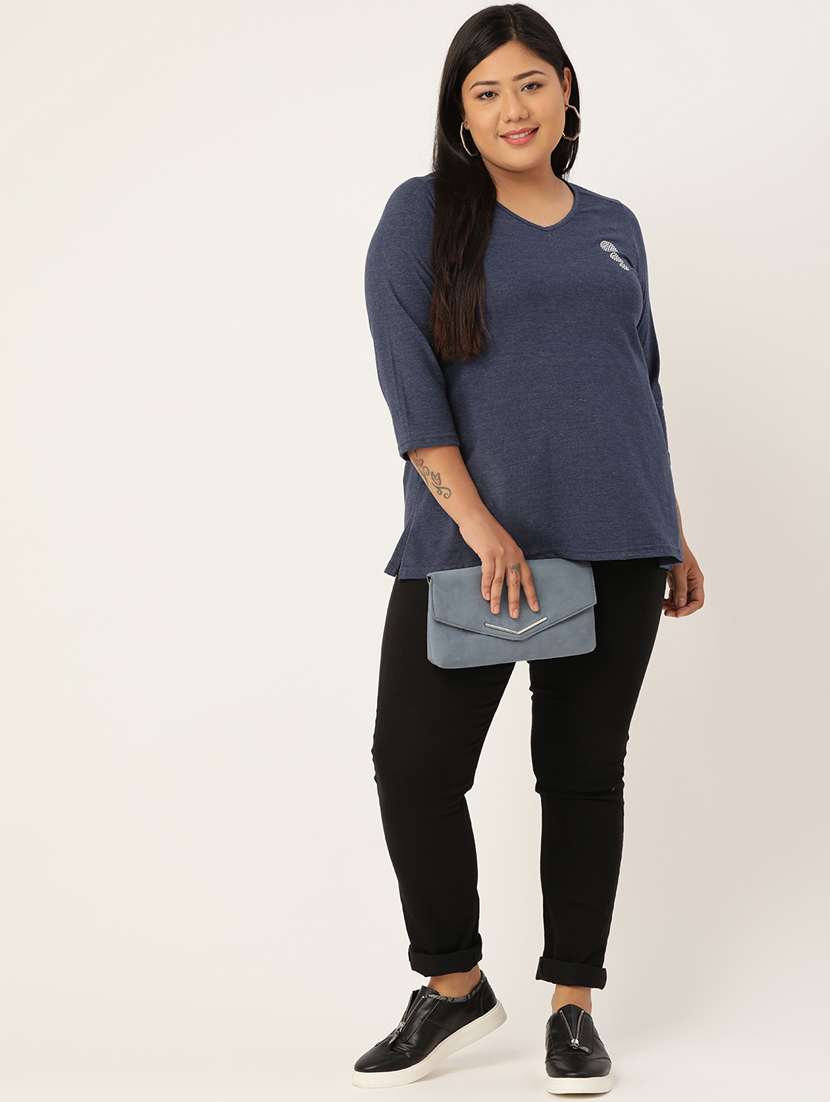 women's plain v neck t-shirt - 18305222 -  Standard Image - 3