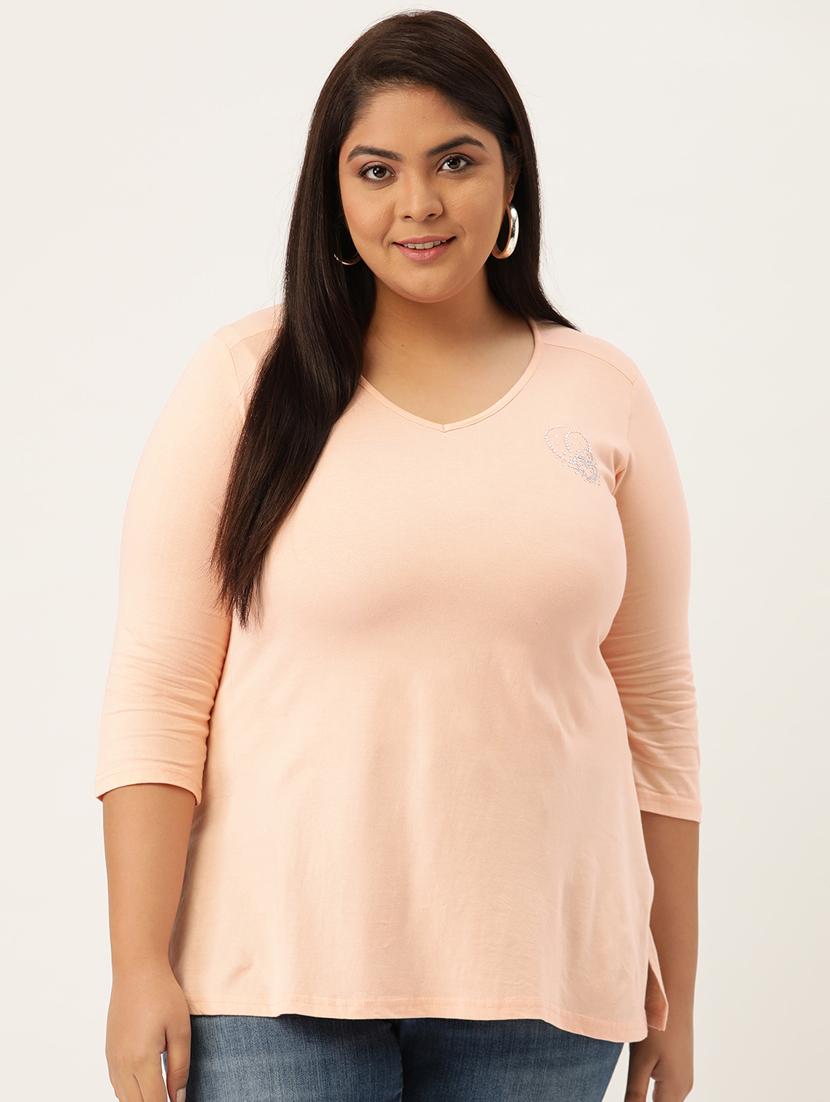 women's plain v neck t-shirt - 18305225 - Zoom Image - 0