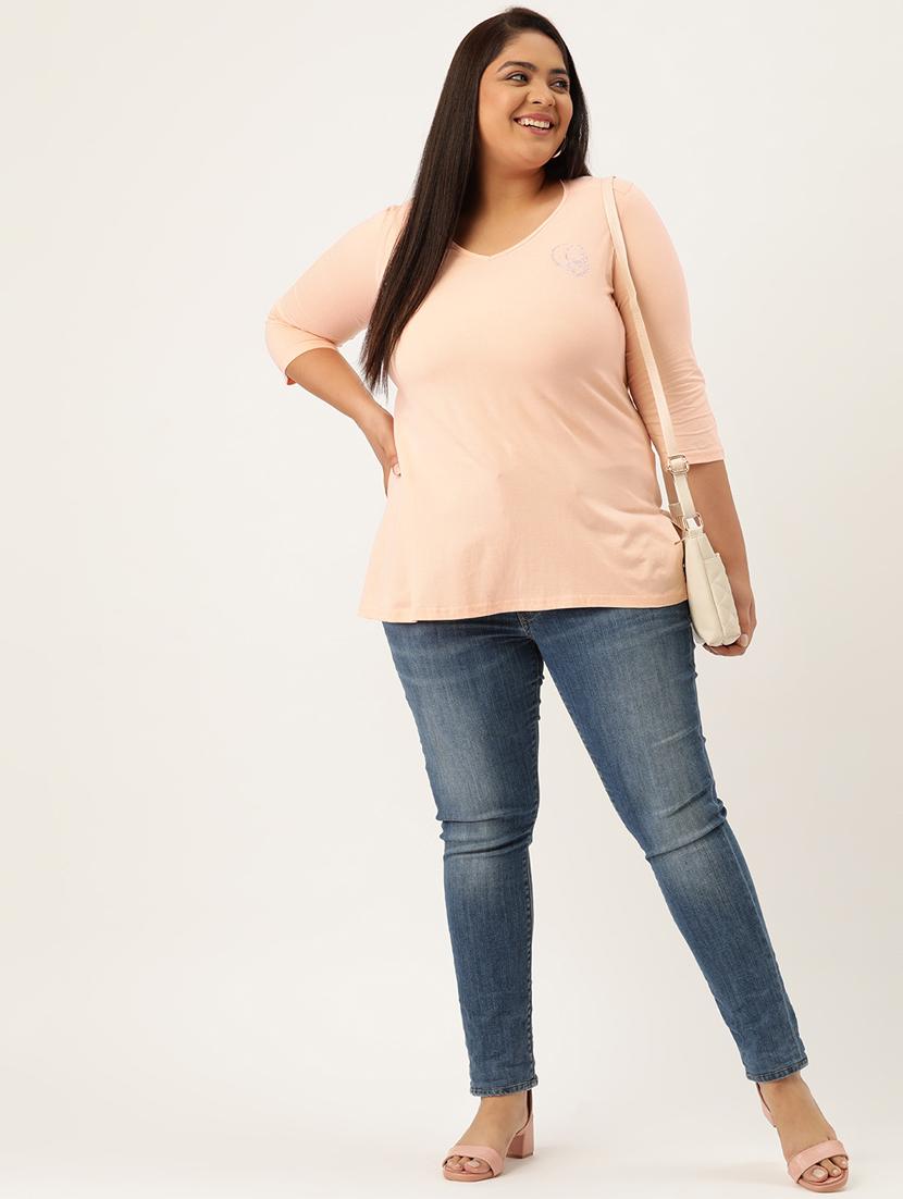 women's plain v neck t-shirt - 18305225 - Standard Image - 3