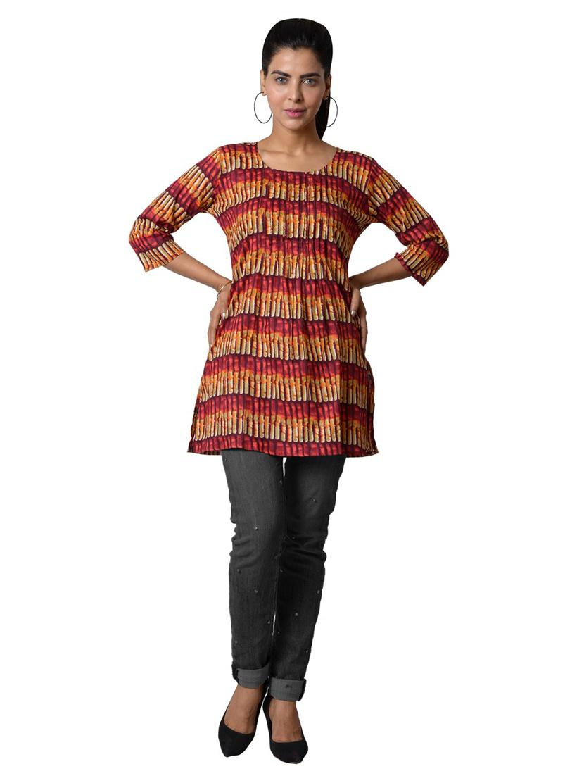 three quarter sleeved printed regular top - 18305287 - Standard Image - 3