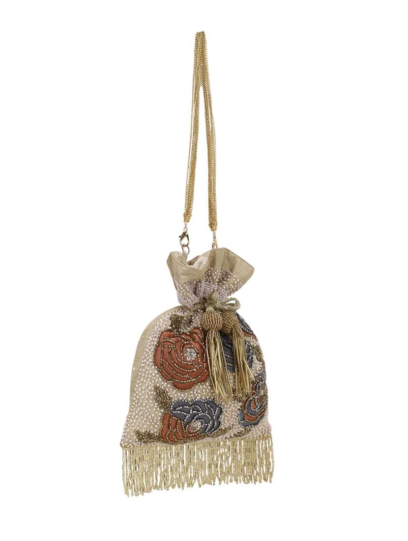 beige embellished ethnic potli - 18305615 - Standard Image - 5