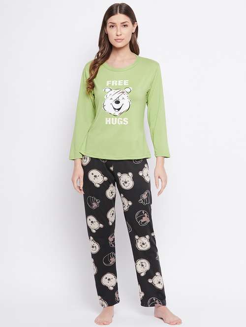 round neck printed nightwear pajama set - 18305787 - Standard Image - 0