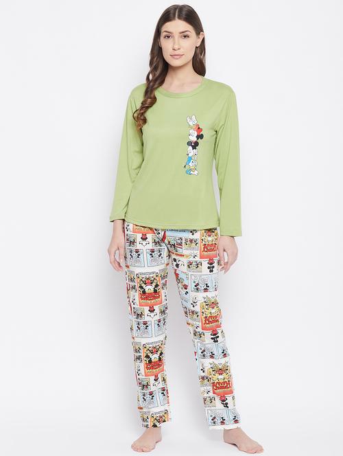 round neck printed nightwear pajama set - 18305793 - Standard Image - 0