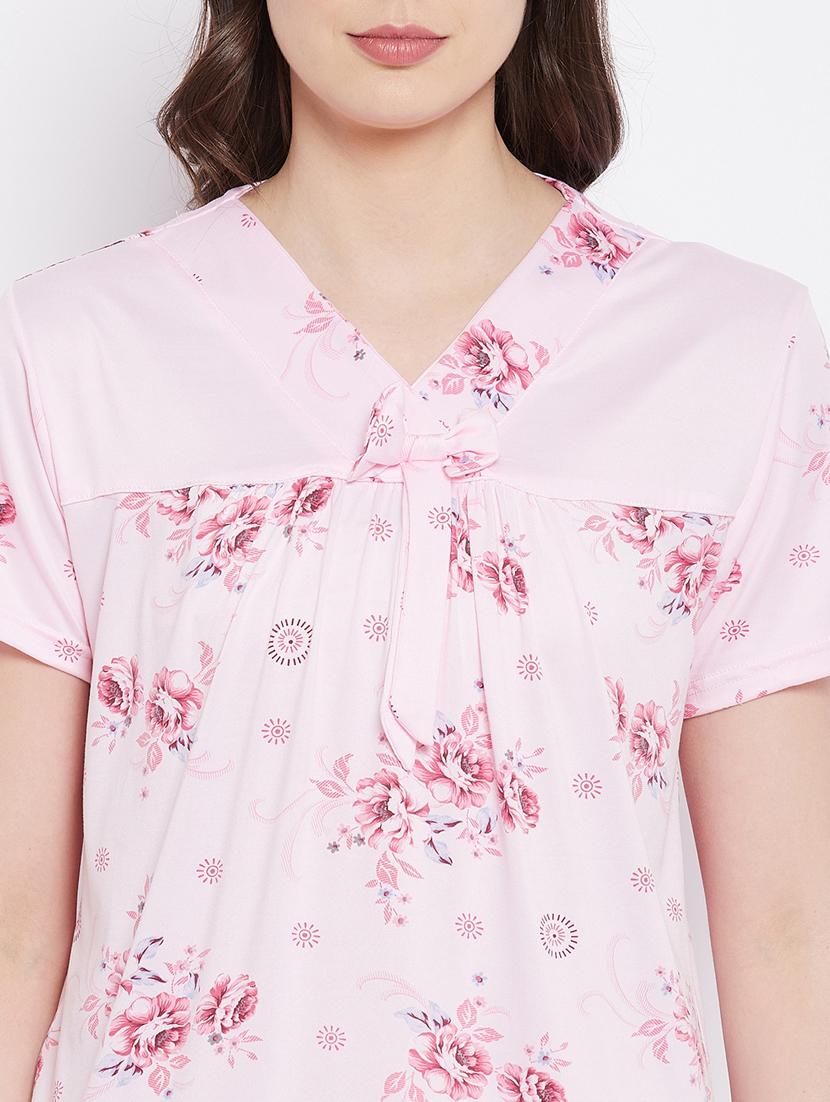 v-neck printed nightwear pajama set - 18305805 - Standard Image - 3