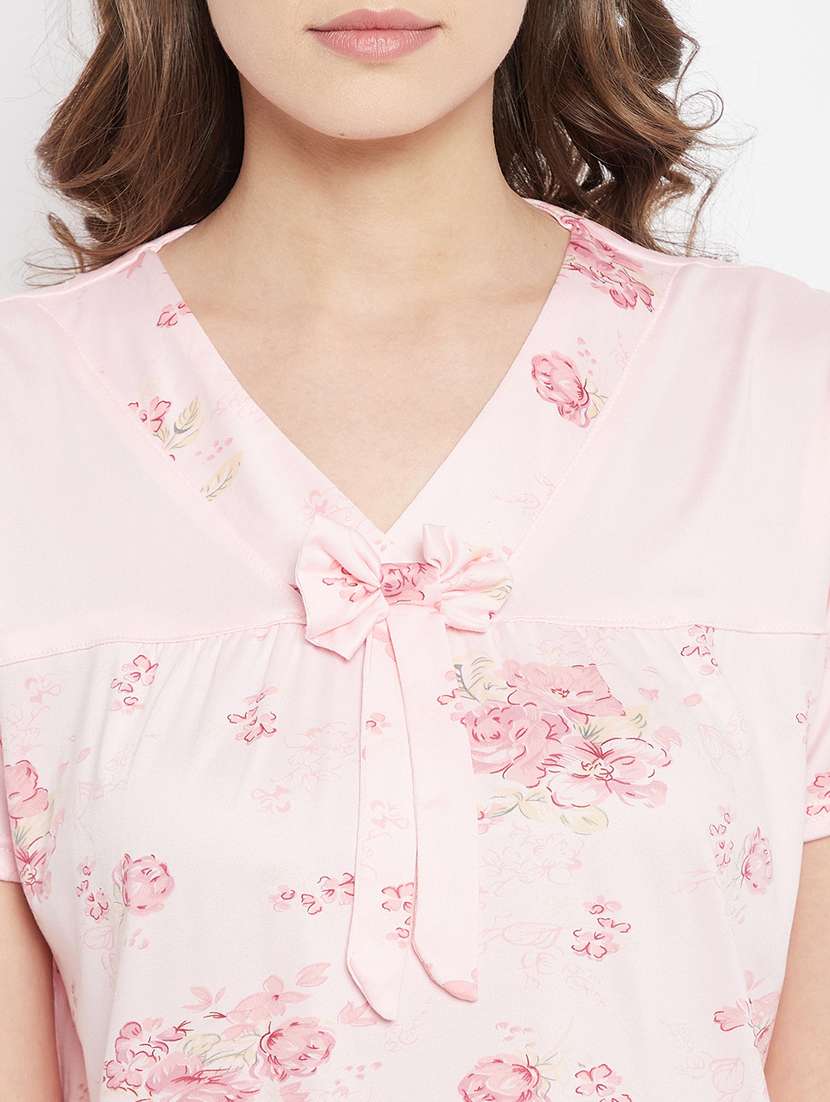 v-neck printed nightwear pajama set - 18305806 - Standard Image - 3