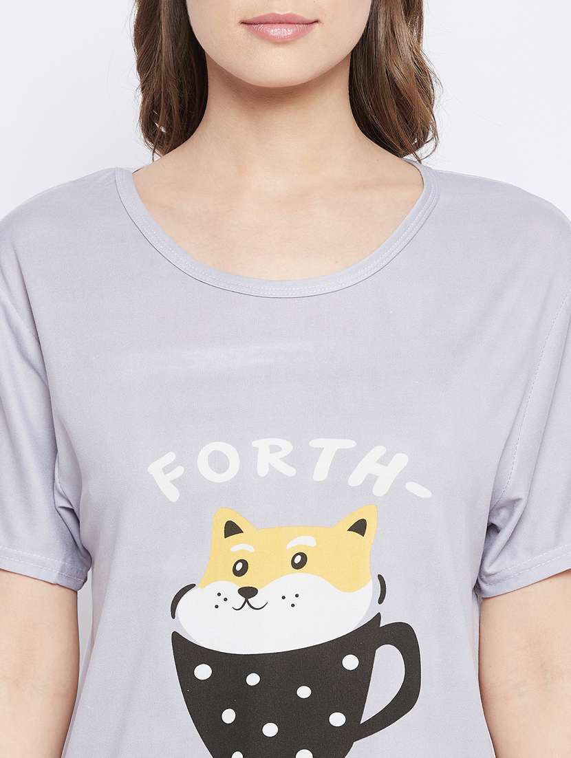 round neck printed nightwear pajama set - 18305815 -  Standard Image - 3