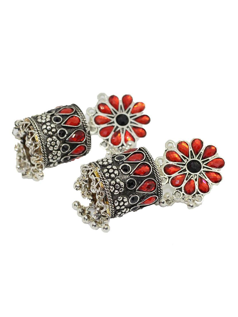 orange brass jhumka earring - 18306064 - Zoom Image - 0