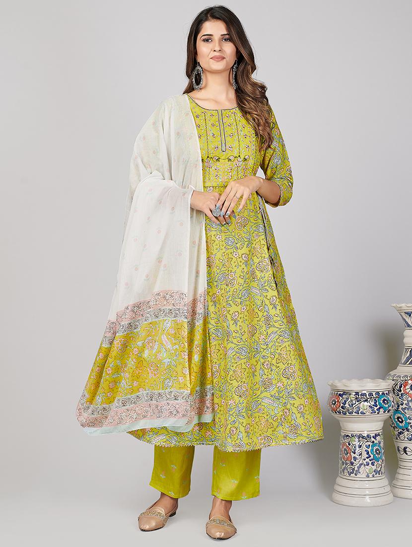 green cotton suit  set - 18306105 -  Zoom Image - 0