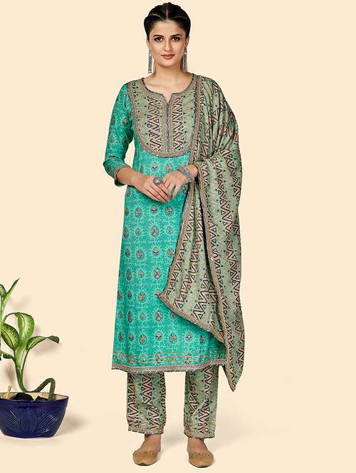 turquoise rayon suit set - 18306199 - Standard Image - 0