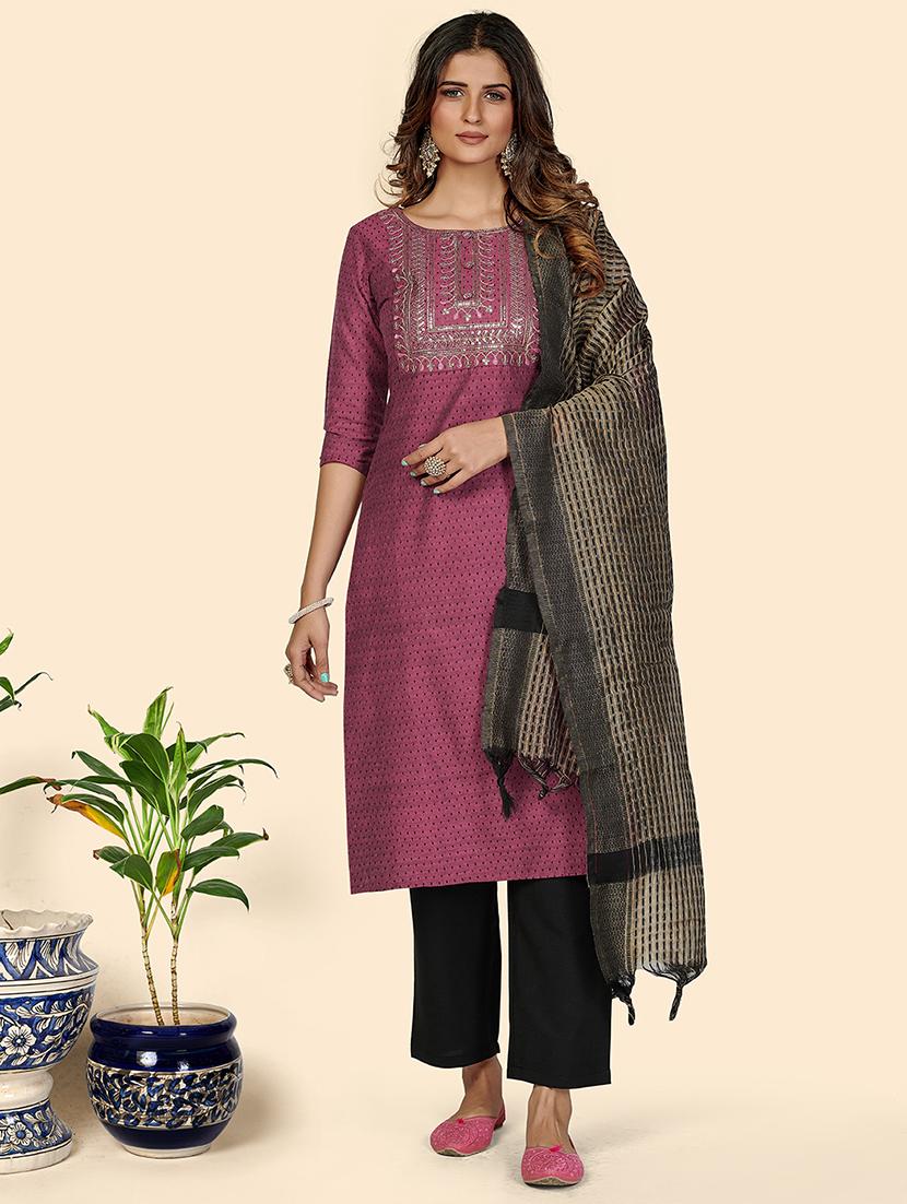 purple cotton suit  set