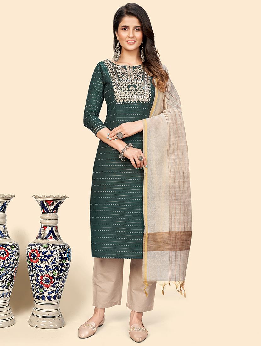 teal cotton suit  set - 18306244 -  Zoom Image - 0